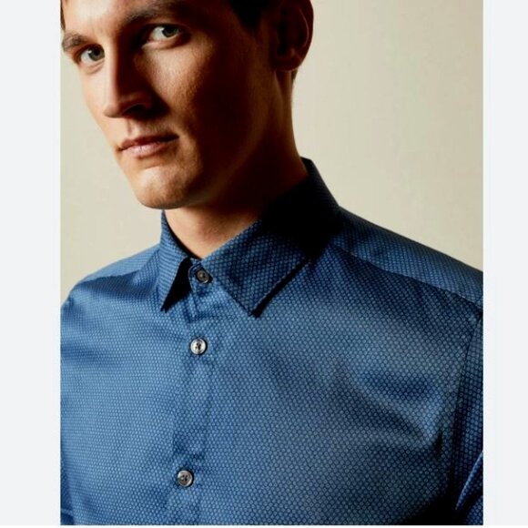 Ted Baker London Men’s | Long Sleeve Button Down Shirt Navy & White Dots | XL - Picture 1 of 13